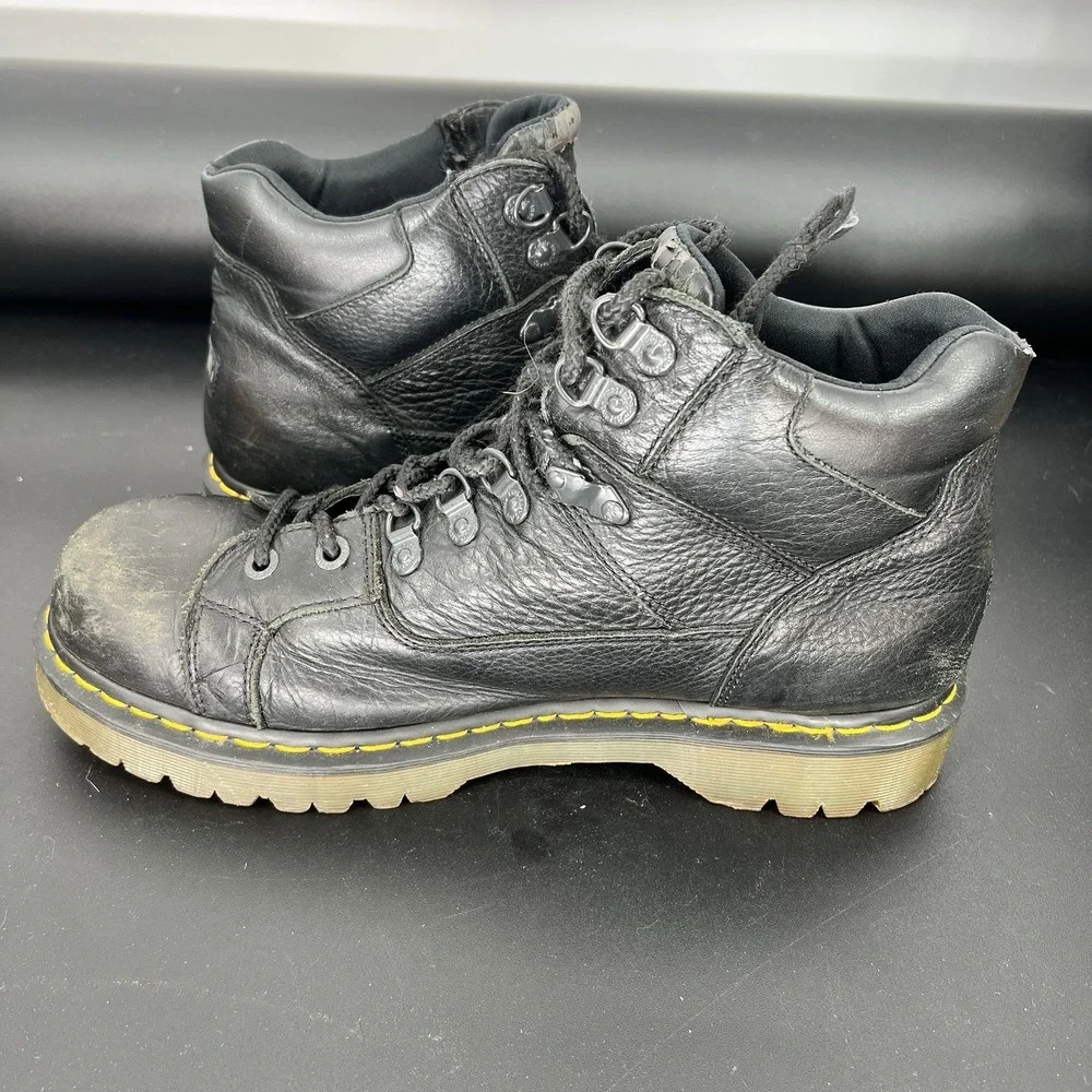 Dr Martens DMs Black Leather Mid Rise Work Biker‎ Boots 10962 Mens US 14